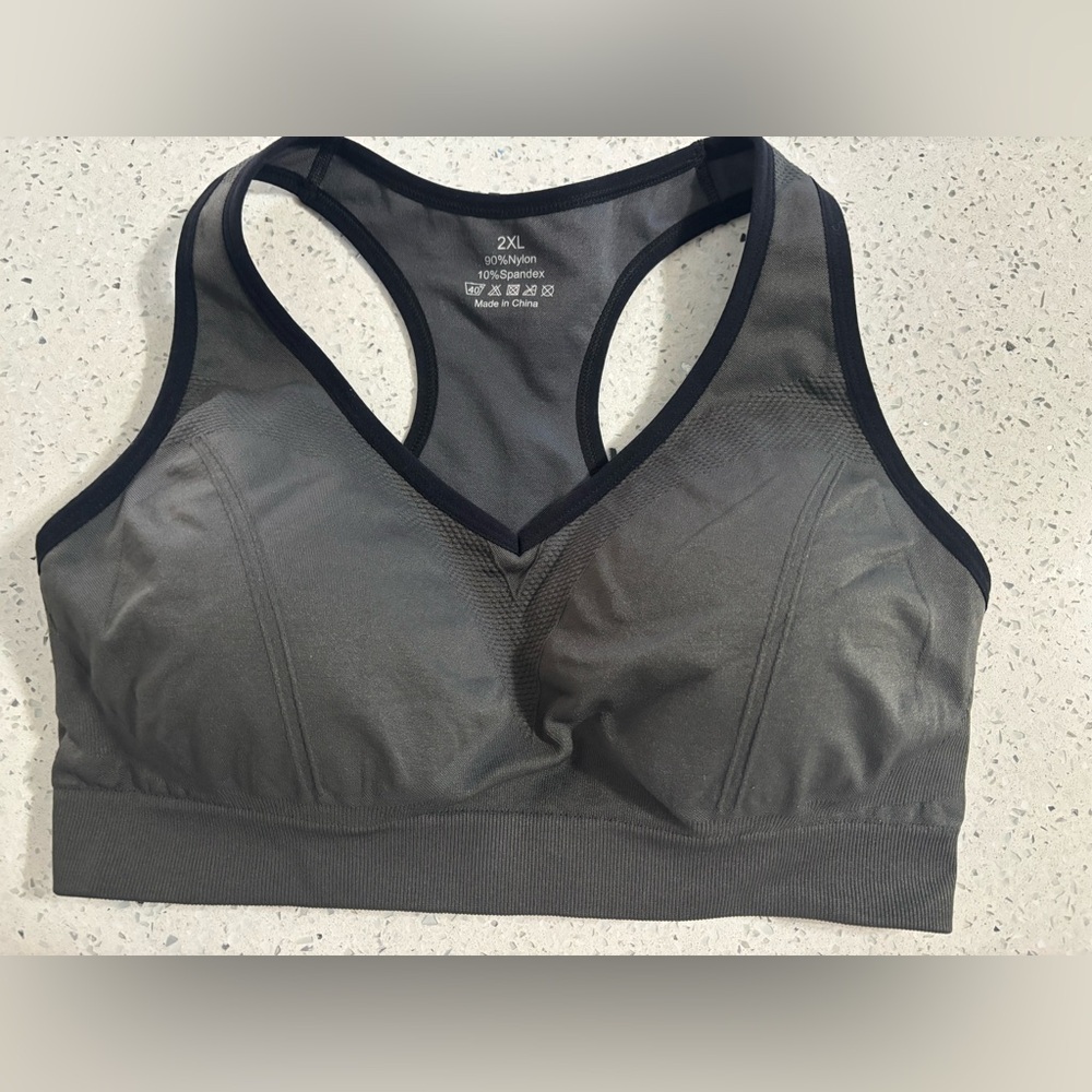 Women's Gray Padded Sports Bra New